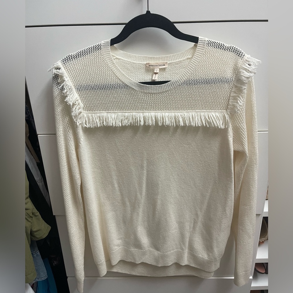 Rebecca Taylor woman’s sweater with Fringe. Wool + Cashmere